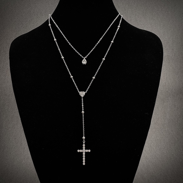 Necklace-cross diamondlite-silver for woman - Image 2