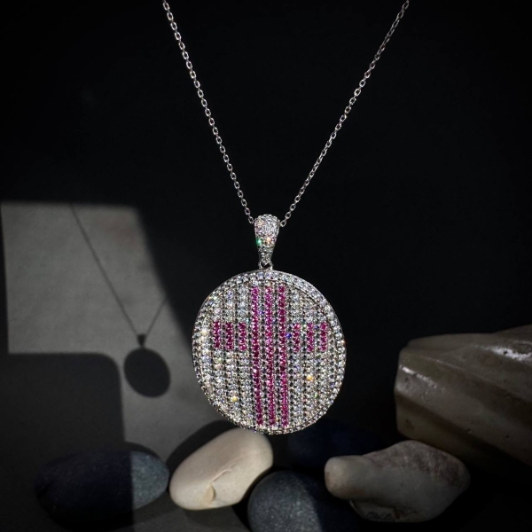 Necklace-cross diamondlite-silver for woman - Image 3