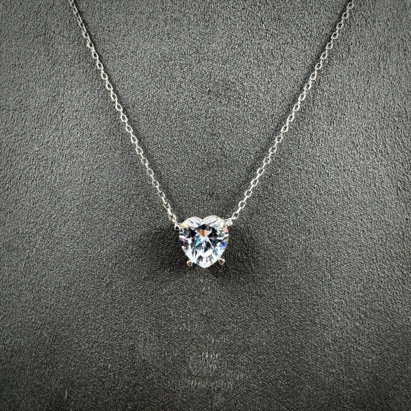 Necklace-heart diamondlite -silver for woman