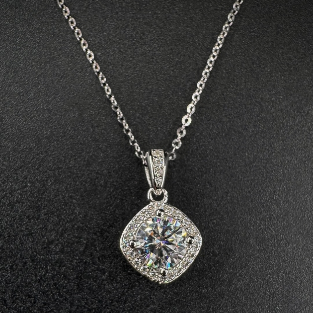 Silver pendant-moissanite-for woman