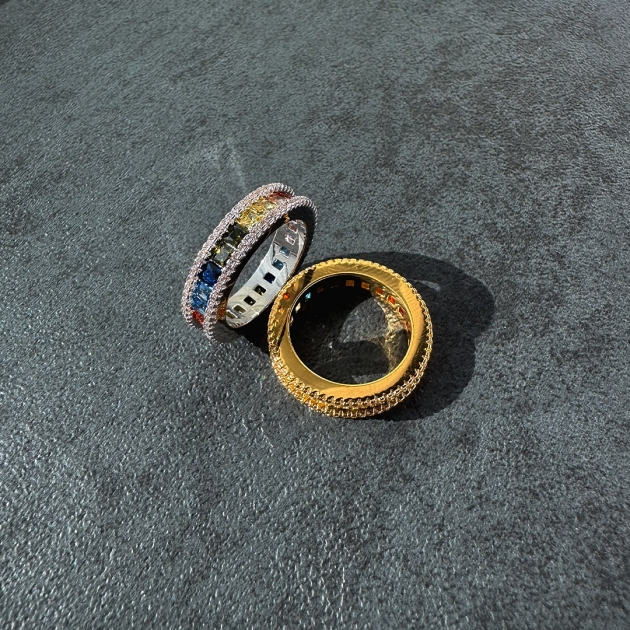 Copper Ring with Rainbow DiamondLite Stones