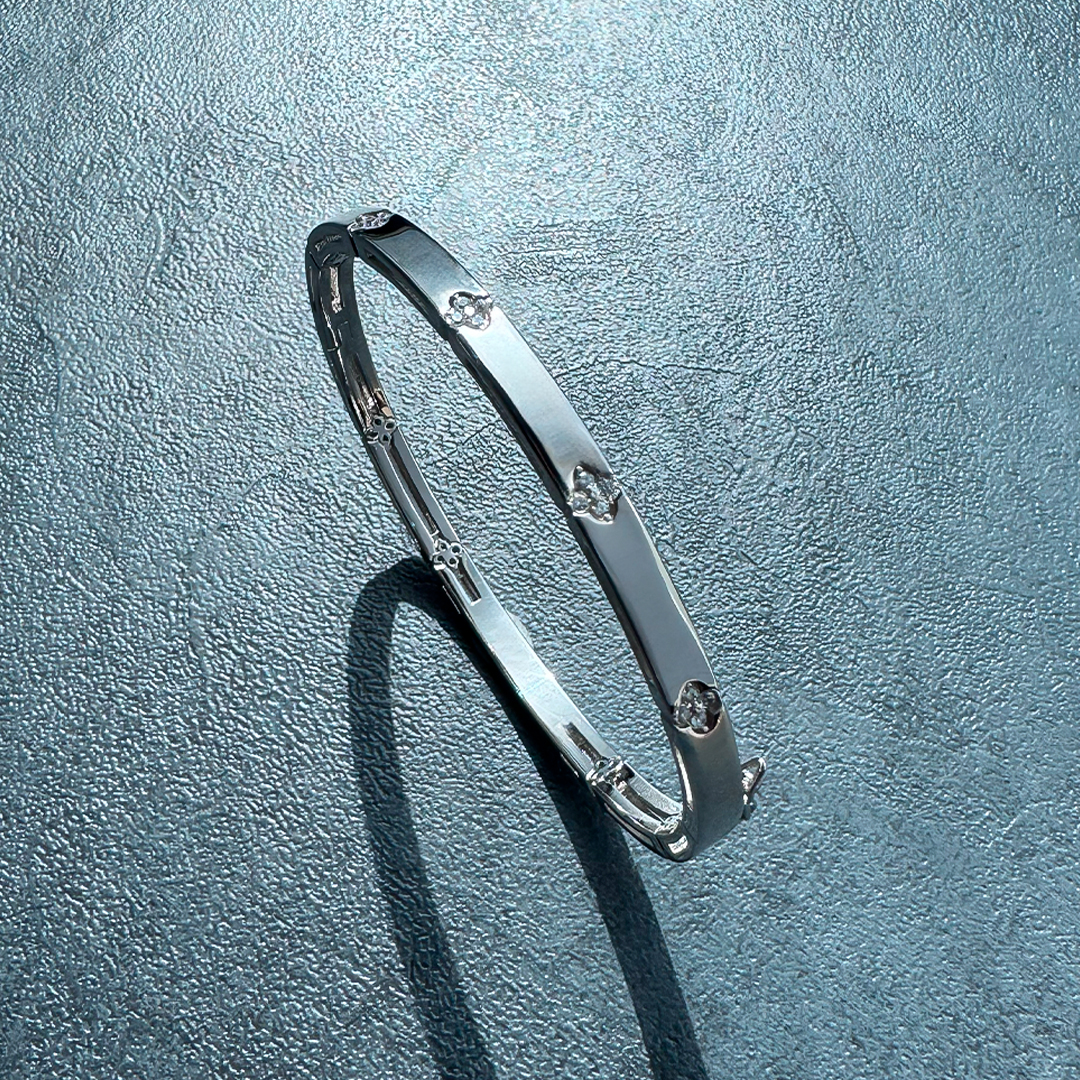 Women’s Copper Diamondlite Clover Bangle - Image 3