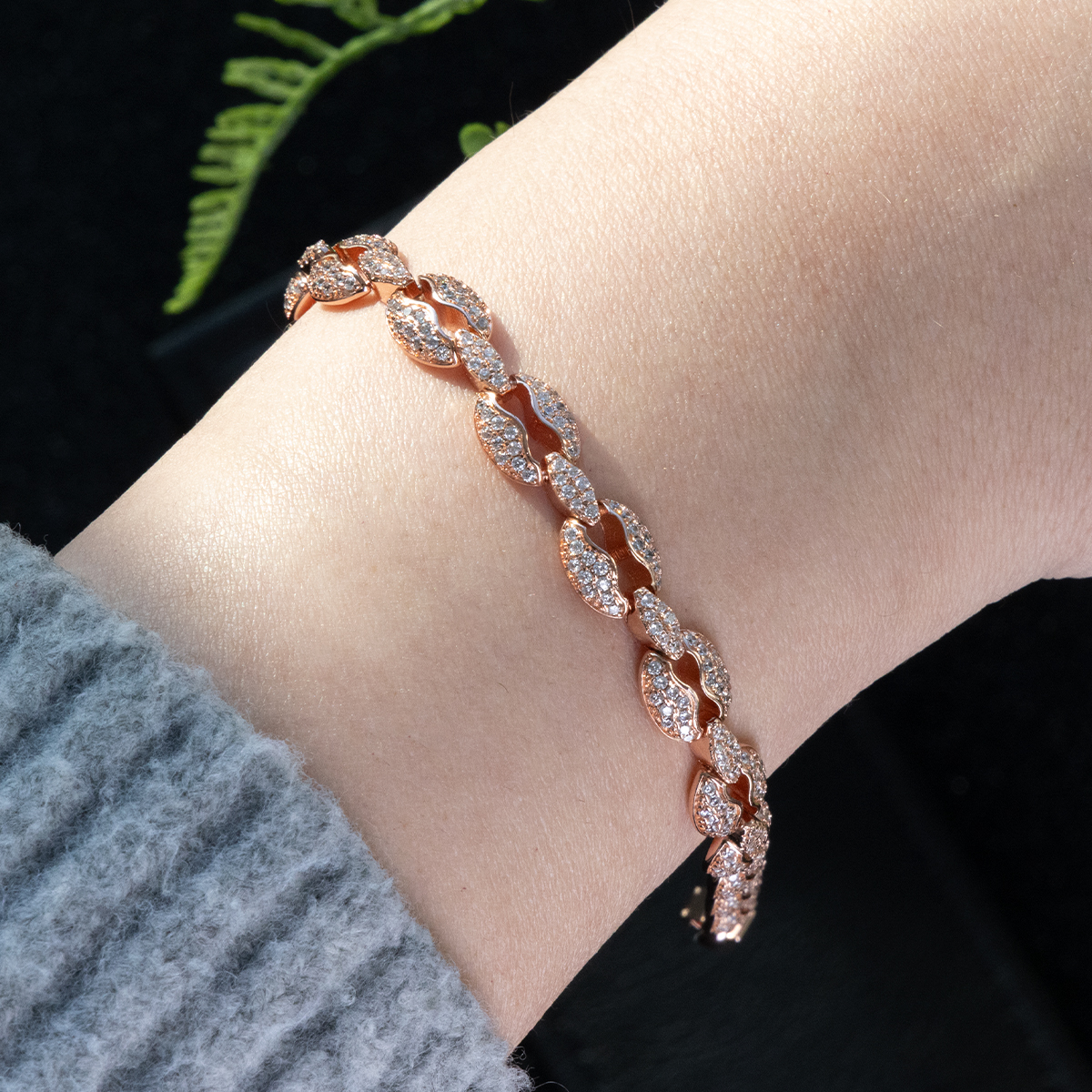 Women’s Copper Link Bracelet with Diamondlite - Image 3