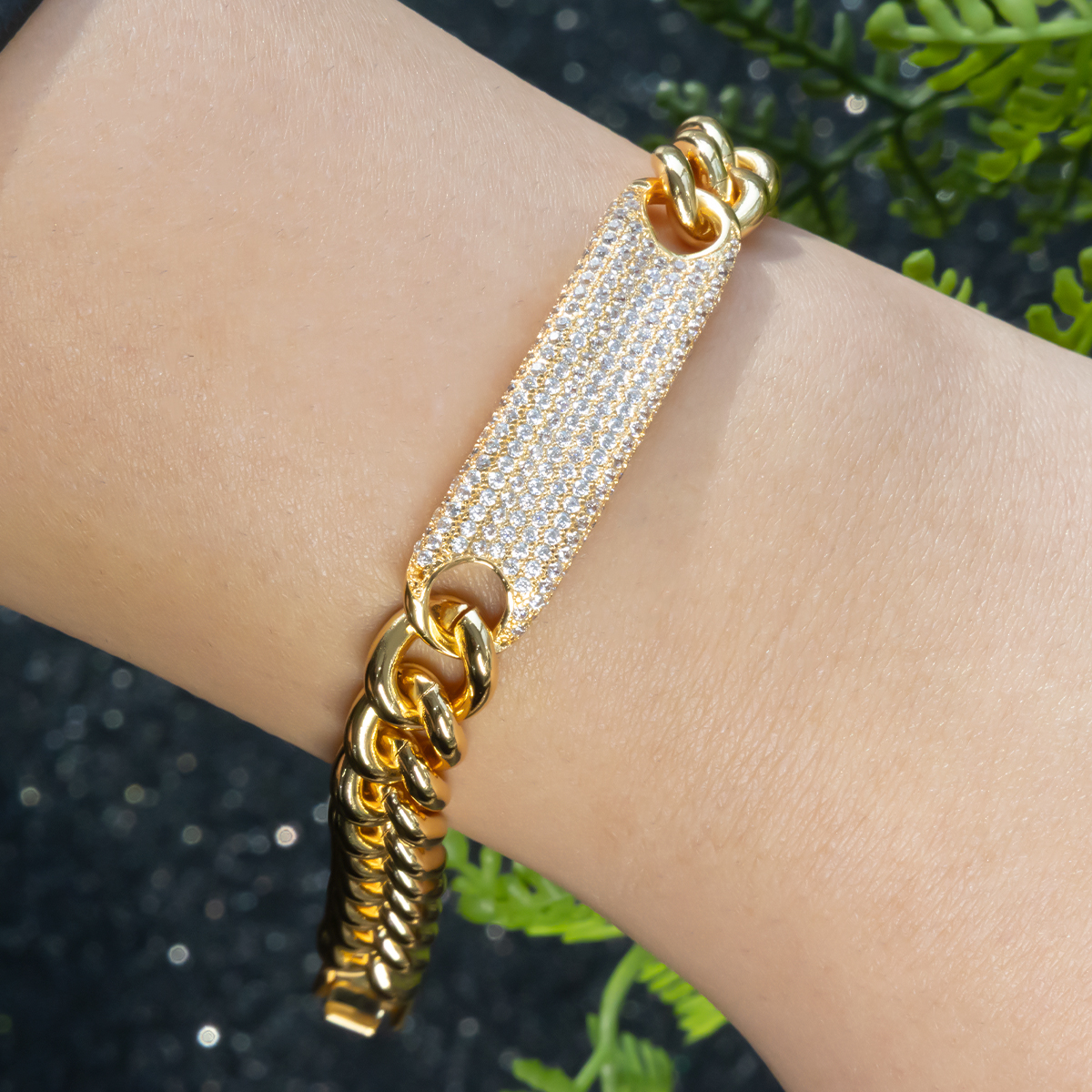 Women’s Copper ID Chain Bracelet Diamondlite - Image 2