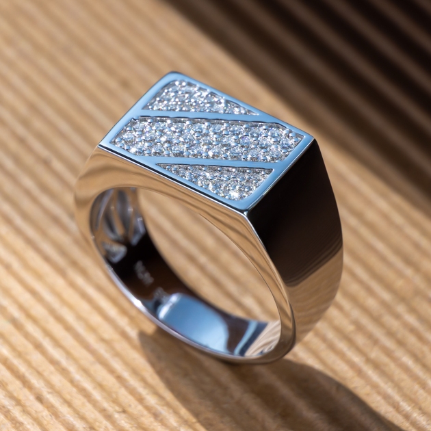 Men's Silver Ring Lab Moissanite