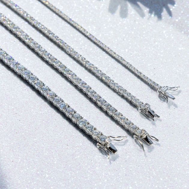 Silver Tennis Bracelet  Lab Moissanite